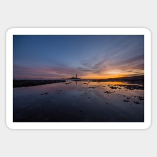 November sunrise St marys lighthouse Sticker